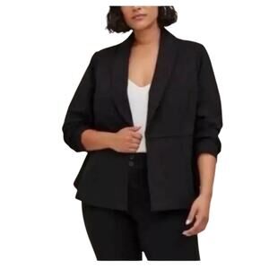 NWT Torrid Studio Soho Premium Ponte Black Stretch Blazer-1x 14-16